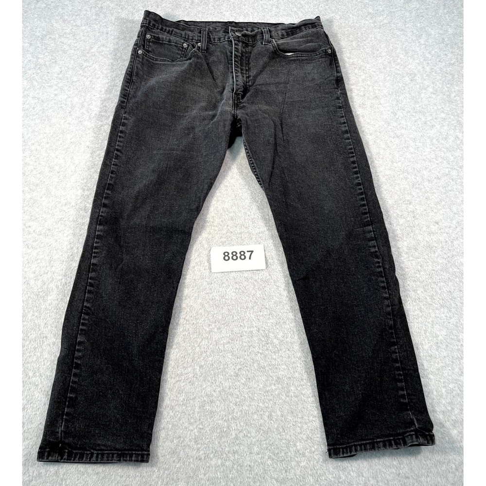 Levi's 502 Jeans Mens 36x30 Black Denim Cotton Dark Wash Straight Leg Streetwear